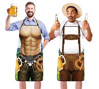 Sintege 2 Delantales de Fiesta de Cerveza de Lederhosen Dirndl Alemán Divertido para Bávaro Festival (Estilo Masculino)