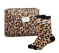 Sintege 2 Piezas Regalos de Leopardo con Calcetines de Tenis y Neceser con Estampado de Leopardo Regalos de Leoprint para Mujeres, Madres y Hermanas
