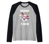 Sinterklaas llega con un Divertido Disfraz navideño Camiseta Manga Raglan
