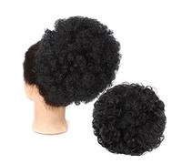 Sintético Bun Puff Cordón Cola de caballo Corto Rizado Afro Peluca alargada for mujeres negras Niñas Pieza de Pelo de Moño Desordenado
