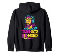 Sintonice Su Palabra Jesús Divertido Juego de Palabras Fe Cristiana Sudadera con Capucha