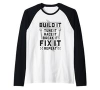 Sintonizador de Coche de Carreras mecánico automático Tune Race Break Fix Repeat Camiseta Manga Raglan