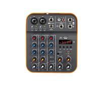 Sintonizador de de 4 canales, consola de DJ con Bluetooth 5.0, alimentación fantasma de 48 V, tarjeta de sonido USB for grabación en computadora y