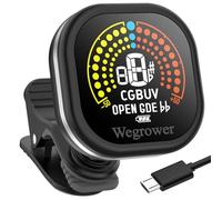 Sintonizador de guitarra recargable, afinador de clip con pantalla LCD a color para guitarra, ukelele, violín y con modos de afinación cromática para todos los instrumentos de cuerda