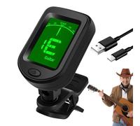 Sintonizador de guitarra, recargable de bajo tonizador, ABS Digital LCD Display, 360° Rotación, Accurate Tuning, Compact Design, For Bass, Ukulele, Banjo, Violín, 1,18 x 1,77 x 1,77 pulgadas