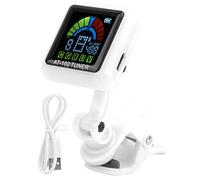 Sintonizador LCD Sintonizador con Clip Sintonizador de Guitarra USB Reproducción de Instrumentos Musicales Recargables (AT-102 blanco)