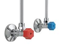 Sintrix Fab 2 pomos de repuesto - Compatible con válvula angular Schell de 1/2 pulgadas - Mango giratorio de color rojo y azul para agua fría caliente - apto para válvula de esquina combinada