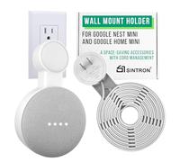 Sintron 2X Outlet Soporte de Montaje en Pared para Google Nest Mini y Google Home Mini, Accesorio Que Ahorra Espacio con gestión de Cables Soporte de Pared para Google Smart Speaker 1.ª 2.ª generación