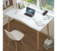 Sinuyie Escritorio para computadora de 40 x 24 x 29 pulgadas, de madera rústica de estilo nórdico, escritorio de oficina en casa con borde curvado ergonómico, escritorio espacioso, mesa de estudio