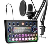 SINWE Set Todo en Uno para Podcast Pro • Mezclador de estudio con micrófono de condensador • Audiobox Plug & Play para PC y smartphone • Perfecto para streaming, gaming, YouTube (Incluye tarjeta de