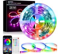 SINWE Tira de luces LED de 20 m, sincronización de música, luces LED con control remoto de 44 teclas y control de aplicación, luces RGB que cambian de color para dormitorio, hogar, cocina, fiesta