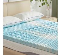 SINWEEK Cubrecolchón de espuma viscoelástica de 7,6 cm, 5 zonas, alivia la presión, suave, certificado CertiPUR-US, tamaño Full, color azul