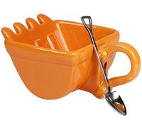 Sinye Abs Excavator Bucket Model Design Taza de café Novedad Taza de bebida Taza, Tazas de café con pala Cuchara Funny Digger Cake Recipiente Taza de té (Naranja)