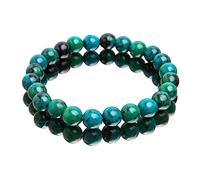 Sinye Pulsera de crisocola para aliviar la diabetes, pulsera de crisocola, pulseras de cuentas de energía de cristal de crisocola natural de 8 mm hechas a mano para regalos para hombres y mujeres