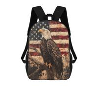 sinyumoney 17inch American Flag Eagle Art Print-2 Mochila Escolar Infantil Con Estampado 3D, Mochila Escolar Informal Para Niños De Primaria Y Secundaria