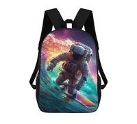 sinyumoney 17inch Astronaut Surfing in Space-6 Mochila Escolar Infantil Con Estampado 3D, Mochila Escolar Informal Para Niños De Primaria Y Secundaria