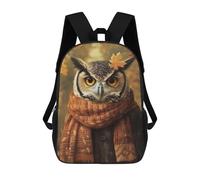 sinyumoney 17inch Autumn Owl with Scarf Mochila Escolar Infantil Con Estampado 3D, Mochila Escolar Informal Para Niños De Primaria Y Secundaria