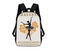 sinyumoney 17inch Ballet School Poster with Ballerina Silhouette Mochila Escolar Infantil Con Estampado 3D, Mochila Escolar Informal Para Niños De Primaria Y Secundaria