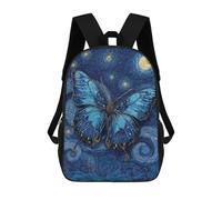 sinyumoney 17inch Blue Butterfly Night Sky Art Print Mochila Escolar Infantil Con Estampado 3D, Mochila Escolar Informal Para Niños De Primaria Y Secundaria