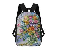 sinyumoney 17inch Bouquet of Flowers Mochila Escolar Infantil Con Estampado 3D, Mochila Escolar Informal Para Niños De Primaria Y Secundaria