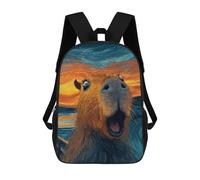 sinyumoney 17inch Capybara Sunset Painting Mochila Escolar Infantil Con Estampado 3D, Mochila Escolar Informal Para Niños De Primaria Y Secundaria