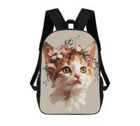 sinyumoney 17inch Cat Flower Mochila Escolar Infantil Con Estampado 3D, Mochila Escolar Informal Para Niños De Primaria Y Secundaria