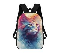 sinyumoney 17inch Cat Watercolor Mochila Escolar Infantil Con Estampado 3D, Mochila Escolar Informal Para Niños De Primaria Y Secundaria