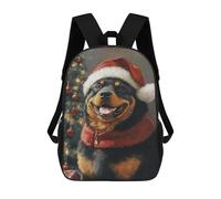 sinyumoney 17inch Christmas Rottweiler Portrait -1 Mochila Escolar Infantil Con Estampado 3D, Mochila Escolar Informal Para Niños De Primaria Y Secundaria