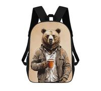 sinyumoney 17inch Coffee Bear Mochila Escolar Infantil Con Estampado 3D, Mochila Escolar Informal Para Niños De Primaria Y Secundaria