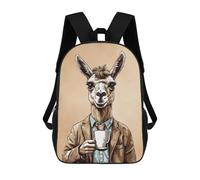 sinyumoney 17inch Coffee Llama Mochila Escolar Infantil Con Estampado 3D, Mochila Escolar Informal Para Niños De Primaria Y Secundaria