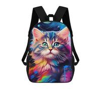 sinyumoney 17inch Colorful Abstract Cat Art Print-1 Mochila Escolar Infantil Con Estampado 3D, Mochila Escolar Informal Para Niños De Primaria Y Secundaria
