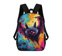 sinyumoney 17inch Colorful Bat Art Print-2 Mochila Escolar Infantil Con Estampado 3D, Mochila Escolar Informal Para Niños De Primaria Y Secundaria