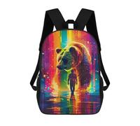 sinyumoney 17inch Colorful Bear Encounter Mochila Escolar Infantil Con Estampado 3D, Mochila Escolar Informal Para Niños De Primaria Y Secundaria
