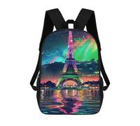 sinyumoney 17inch Colorful Eiffel Tower Reflection-1 Mochila Escolar Infantil Con Estampado 3D, Mochila Escolar Informal Para Niños De Primaria Y Secundaria