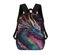 sinyumoney 17inch Colorful Fantasy Dragon Artwork Mochila Escolar Infantil Con Estampado 3D, Mochila Escolar Informal Para Niños De Primaria Y Secundaria