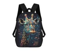 sinyumoney 17inch Colorful Giraffe with Glasses Art Print Mochila Escolar Infantil Con Estampado 3D, Mochila Escolar Informal Para Niños De Primaria Y Secundaria