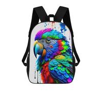 sinyumoney 17inch Colorful Parrot Art Print-2 Mochila Escolar Infantil Con Estampado 3D, Mochila Escolar Informal Para Niños De Primaria Y Secundaria