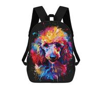 sinyumoney 17inch Colorful Poodle Art Print-5 Mochila Escolar Infantil Con Estampado 3D, Mochila Escolar Informal Para Niños De Primaria Y Secundaria