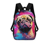 sinyumoney 17inch Colorful Pug Art Print-1 Mochila Escolar Infantil Con Estampado 3D, Mochila Escolar Informal Para Niños De Primaria Y Secundaria