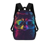 sinyumoney 17inch Colorful Raccoon Art Print-2 Mochila Escolar Infantil Con Estampado 3D, Mochila Escolar Informal Para Niños De Primaria Y Secundaria