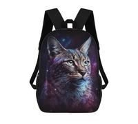sinyumoney 17inch Cosmic Cat Portrait Print-2 Mochila Escolar Infantil Con Estampado 3D, Mochila Escolar Informal Para Niños De Primaria Y Secundaria