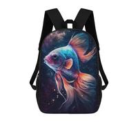 sinyumoney 17inch Cosmic Goldfish Art Print-2 Mochila Escolar Infantil Con Estampado 3D, Mochila Escolar Informal Para Niños De Primaria Y Secundaria