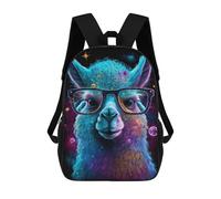 sinyumoney 17inch Cosmic Llama Glasses Art Print-2 Mochila Escolar Infantil Con Estampado 3D, Mochila Escolar Informal Para Niños De Primaria Y Secundaria