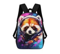 sinyumoney 17inch Cosmic Red Panda Explorer-4 Mochila Escolar Infantil Con Estampado 3D, Mochila Escolar Informal Para Niños De Primaria Y Secundaria