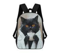 sinyumoney 17inch Cozy Cat with Coffee Mug -4 Mochila Escolar Infantil Con Estampado 3D, Mochila Escolar Informal Para Niños De Primaria Y Secundaria