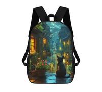 sinyumoney 17inch Cozy Night in The Alleyway Mochila Escolar Infantil Con Estampado 3D, Mochila Escolar Informal Para Niños De Primaria Y Secundaria