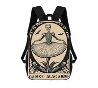 sinyumoney 17inch Danse Macabre Skeleton Ballerina Mochila Escolar Infantil Con Estampado 3D, Mochila Escolar Informal Para Niños De Primaria Y Secundaria