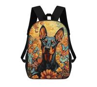 sinyumoney 17inch Doberman in Floral Garden Mochila Escolar Infantil Con Estampado 3D, Mochila Escolar Informal Para Niños De Primaria Y Secundaria