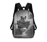 sinyumoney 17inch Dog Reading Newspaper in Bathroom Mochila Escolar Infantil Con Estampado 3D, Mochila Escolar Informal Para Niños De Primaria Y Secundaria