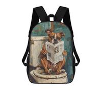 sinyumoney 17inch Dog Reading Newspaper on Toilet-4 Mochila Escolar Infantil Con Estampado 3D, Mochila Escolar Informal Para Niños De Primaria Y Secundaria